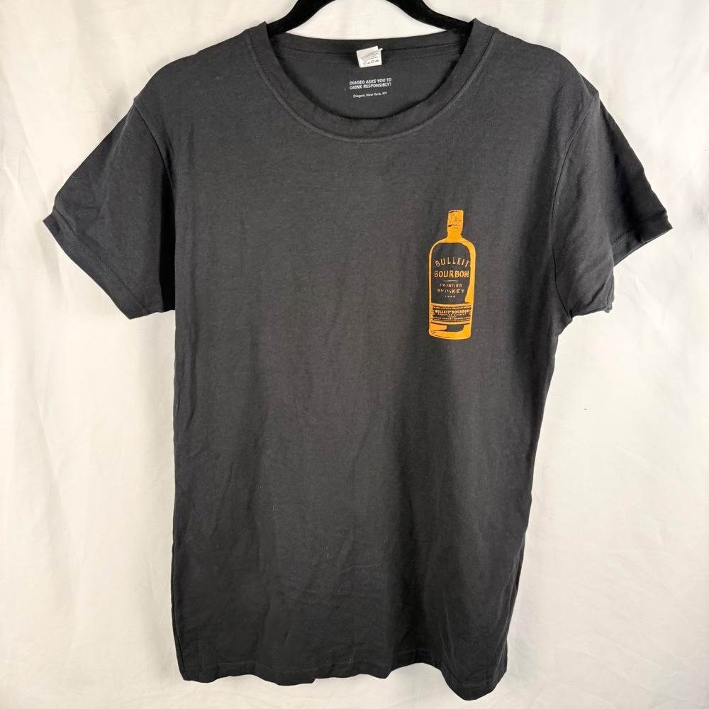Women's Bulleit Bourbon Cotton T-Shirt Dark Gray Orange Logo‎ XL NEW